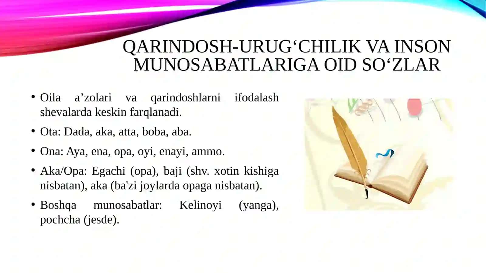 Shevaga xos soʻzlarni mavzuiy guruhlari 4