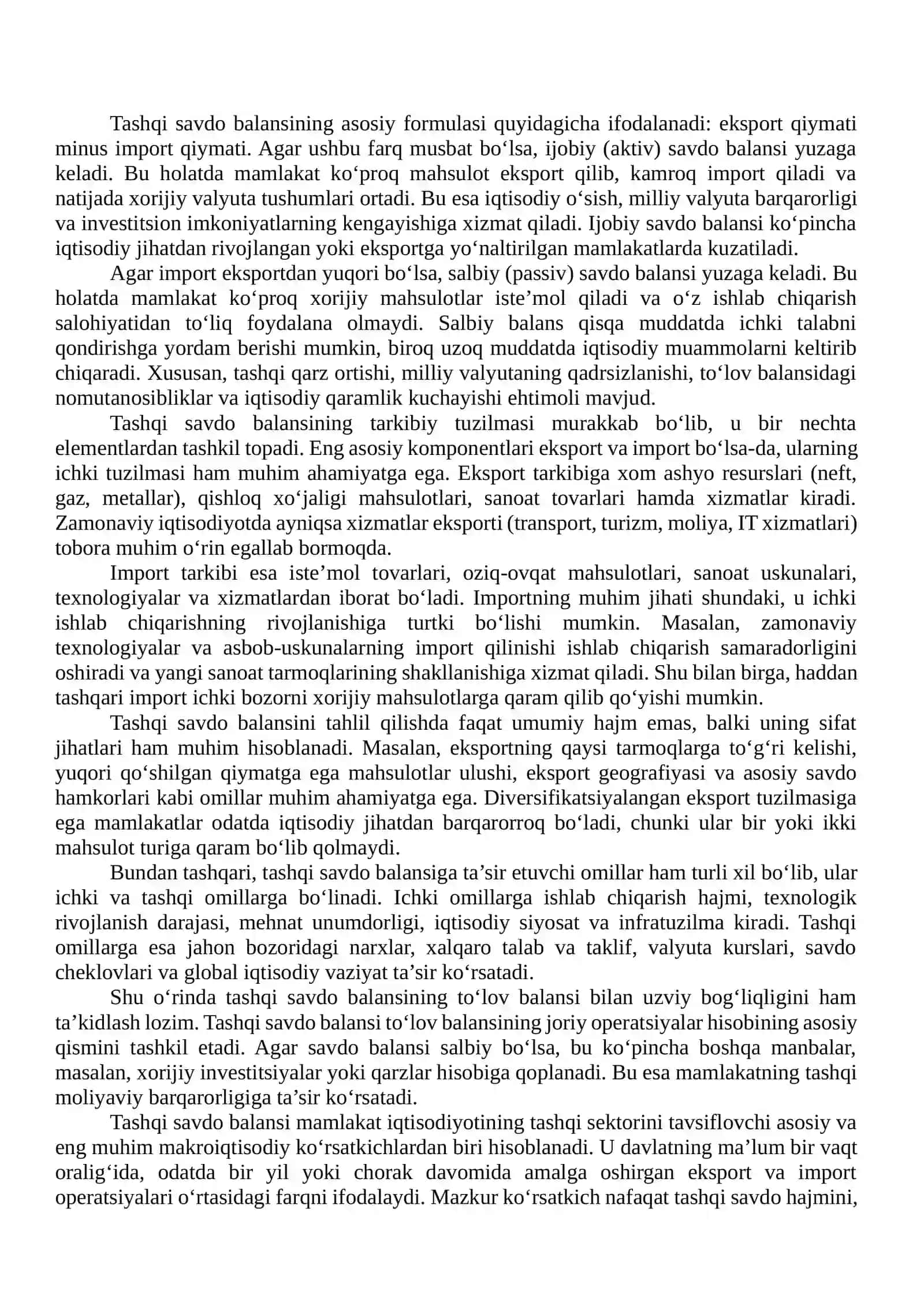 Tashqi savdo balansi va uning makroiqtisodiy muvozanatidagi roli 4