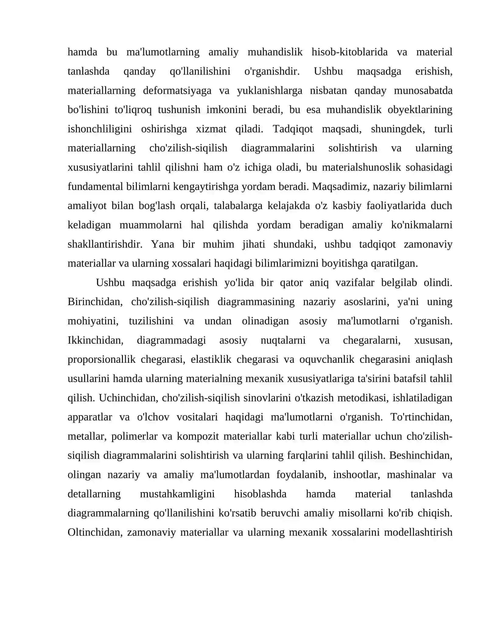 Cho'zilish siqilish diagrammasi. Proporsionallik, elastiklik va oquvchanlik chegalaralari 4