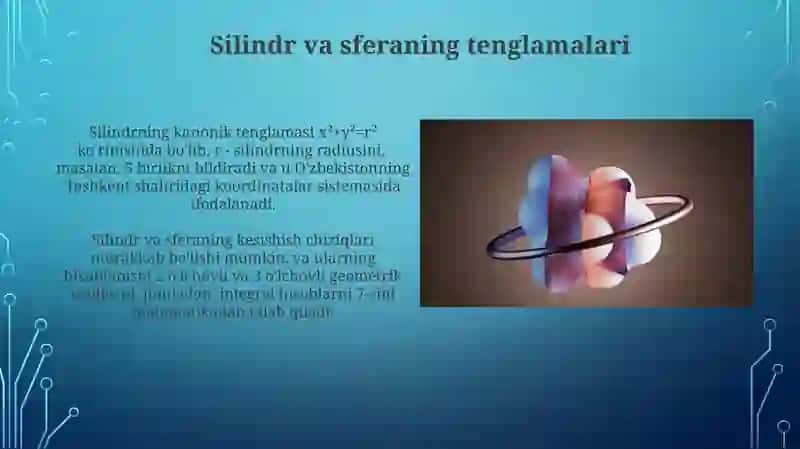 Silindr va Sfera Tenglamalari bilan Bog'liq Masalalarni Yechish Usullari 4