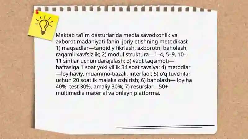 Yangi Oʻzbekistonda media savodxonlik va axborot madaniyati fanining oʻqitilishini ahamiyati 4