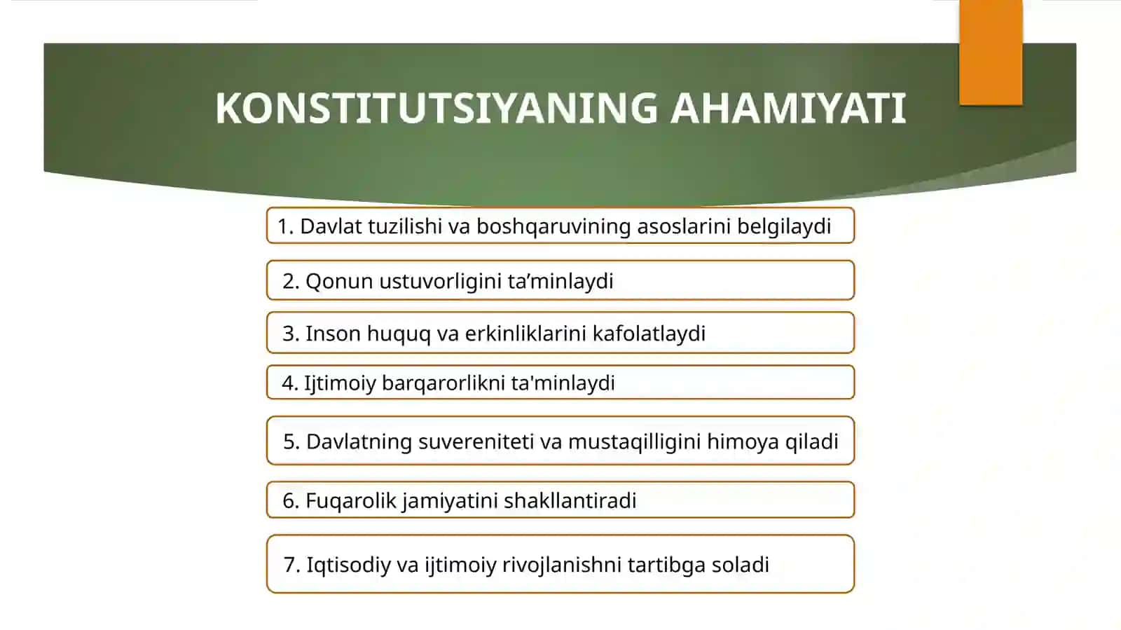YANGI TAHRIRDAGI O‘ZBEKISTON RESPUBLIKASI KONSTITUTSIYASI MAZMUNI VA UNI QABUL QILISH BOSQICHLARI 4