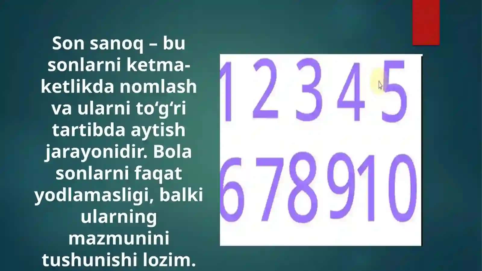 Bolalardason-sanoqhaqidagi vabutunsonlar qatori haqidagi tasavvurlarini rivojlantirishMavzusi 4