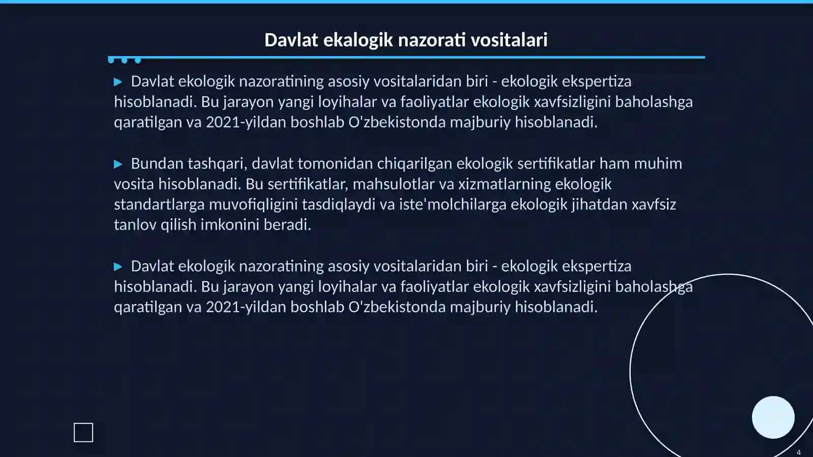Davlatning ekalogik nazorat vositalari va usullari 4