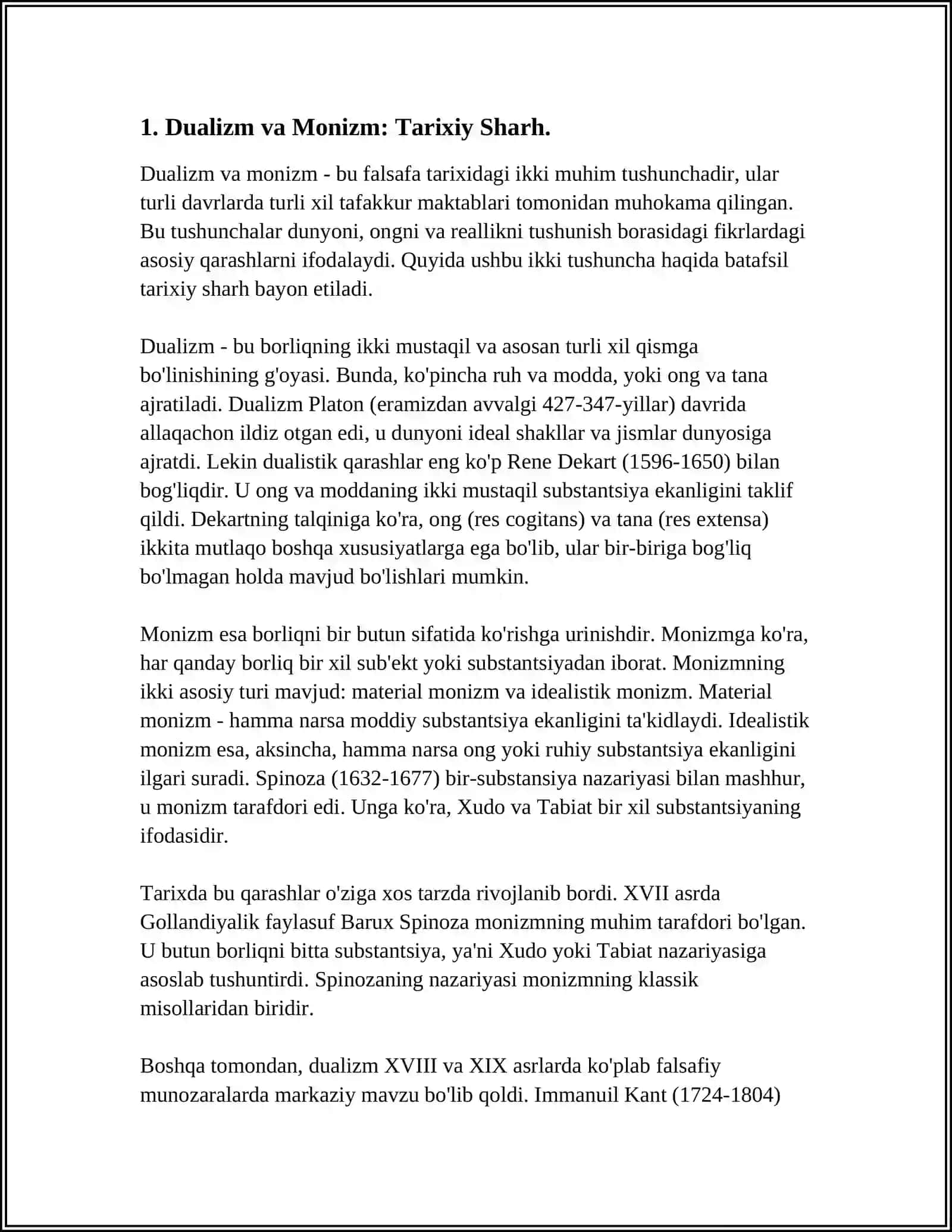 INSON TUSHUNISHGA DUALIZM VA MONIZM NUQTAI NAZARIDAN YONDASHUV 4