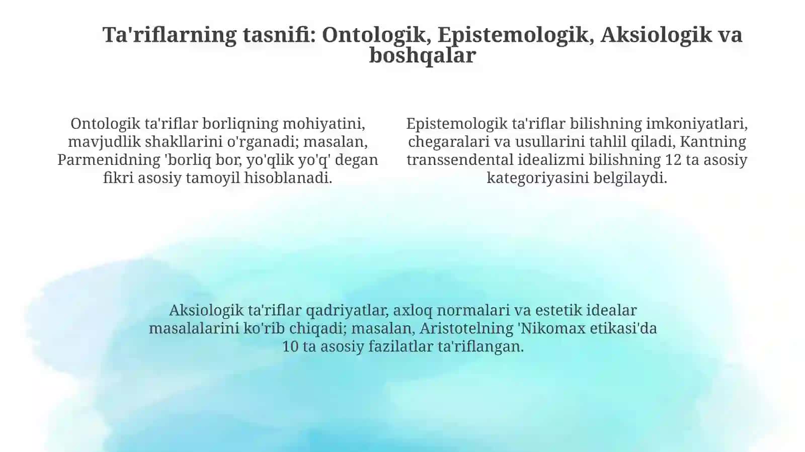 Falsafaning mohiyatiga oid Sharq va Gʻarb mutafakkirlari ta'riflarini tasniflash 4