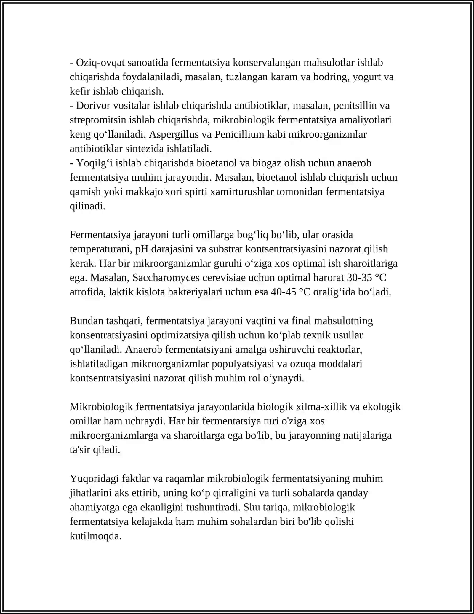 MIKROORGANIZMLARNI BITEXNOLOGIYADA QOʻLLANILISHI 4