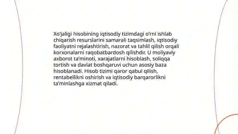 Xoʻjaligi hisobining oʻrni va ahamiyati 4