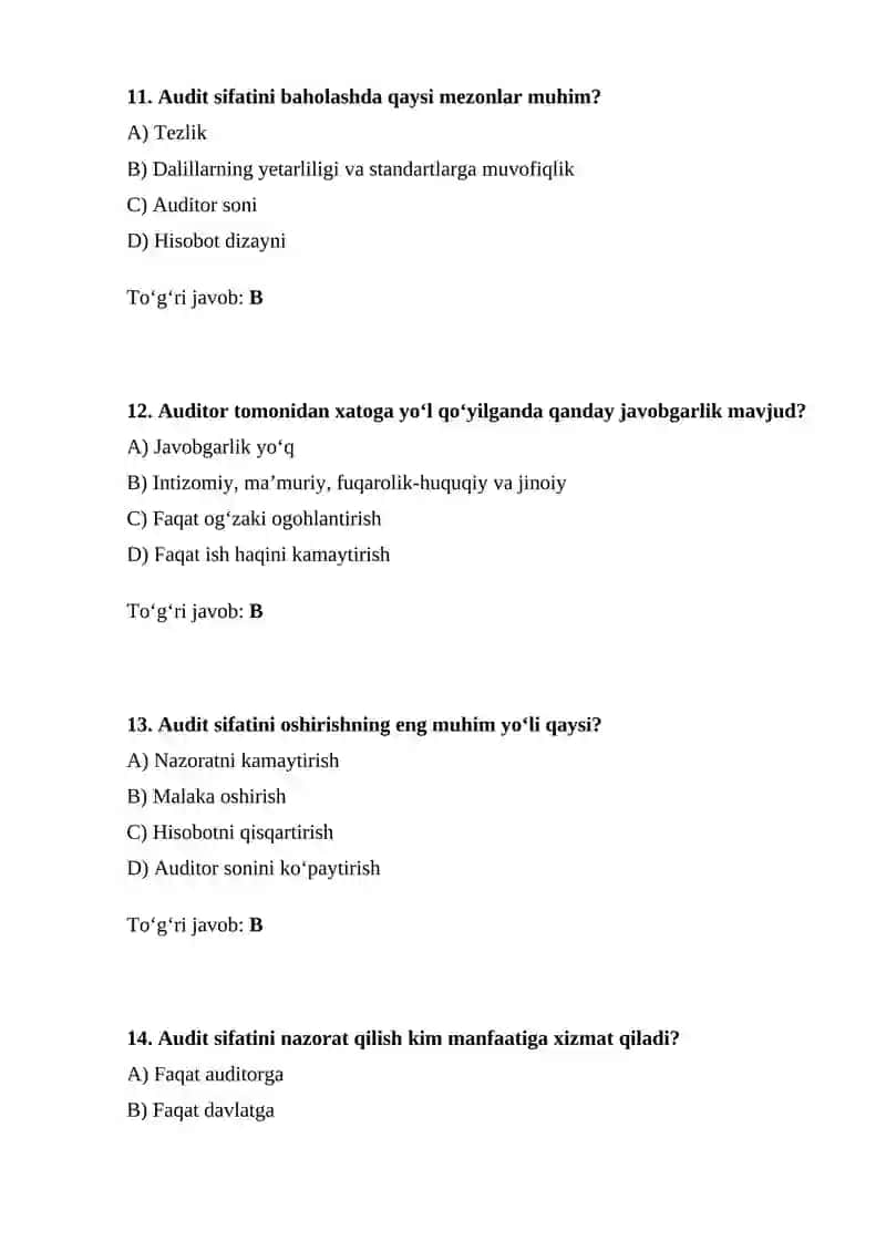 Auditorlik ishi sifatini nazorat qilish tizimining asosiy maqsadi 4