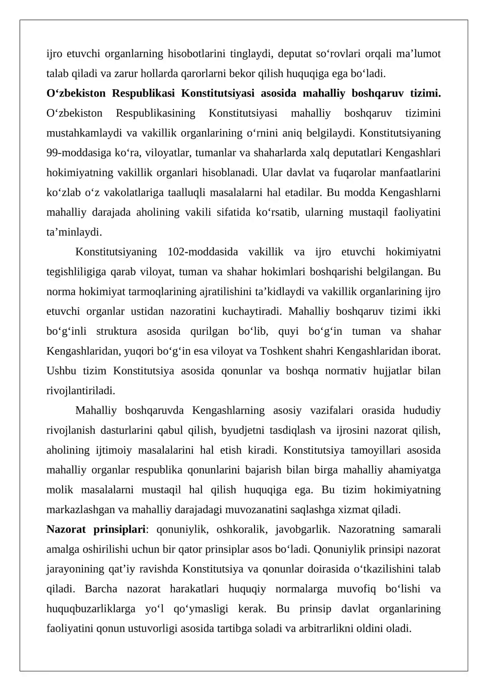 Mahalliy davlat hokimiyati organlari faoliyati ustidan vakillik organlari nazorati: nazariy-huquqiy yondashuv 4