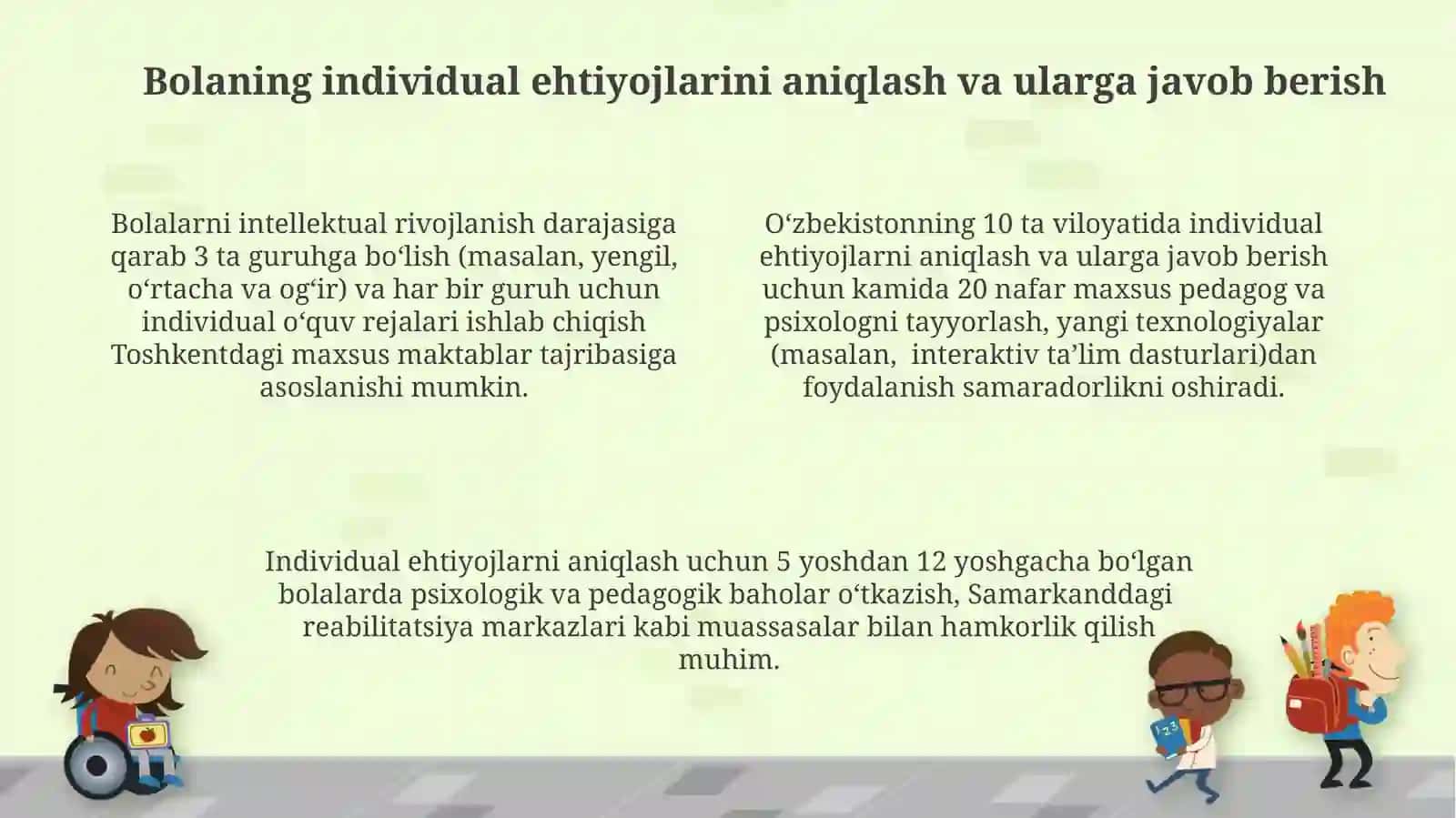 Turlidarajadagi intellektual yetishmovchi bolalar uchun inklyuziv ta'lim shart-sharoitlari 4