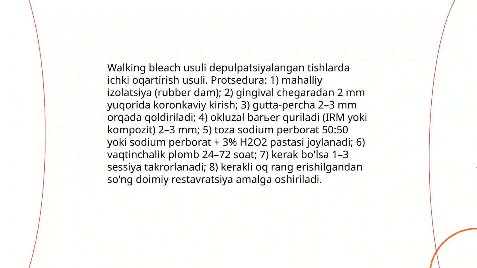 Depulpatsiyalangan va rangi oʼzgargan tishlarni oqartirish usullari 4