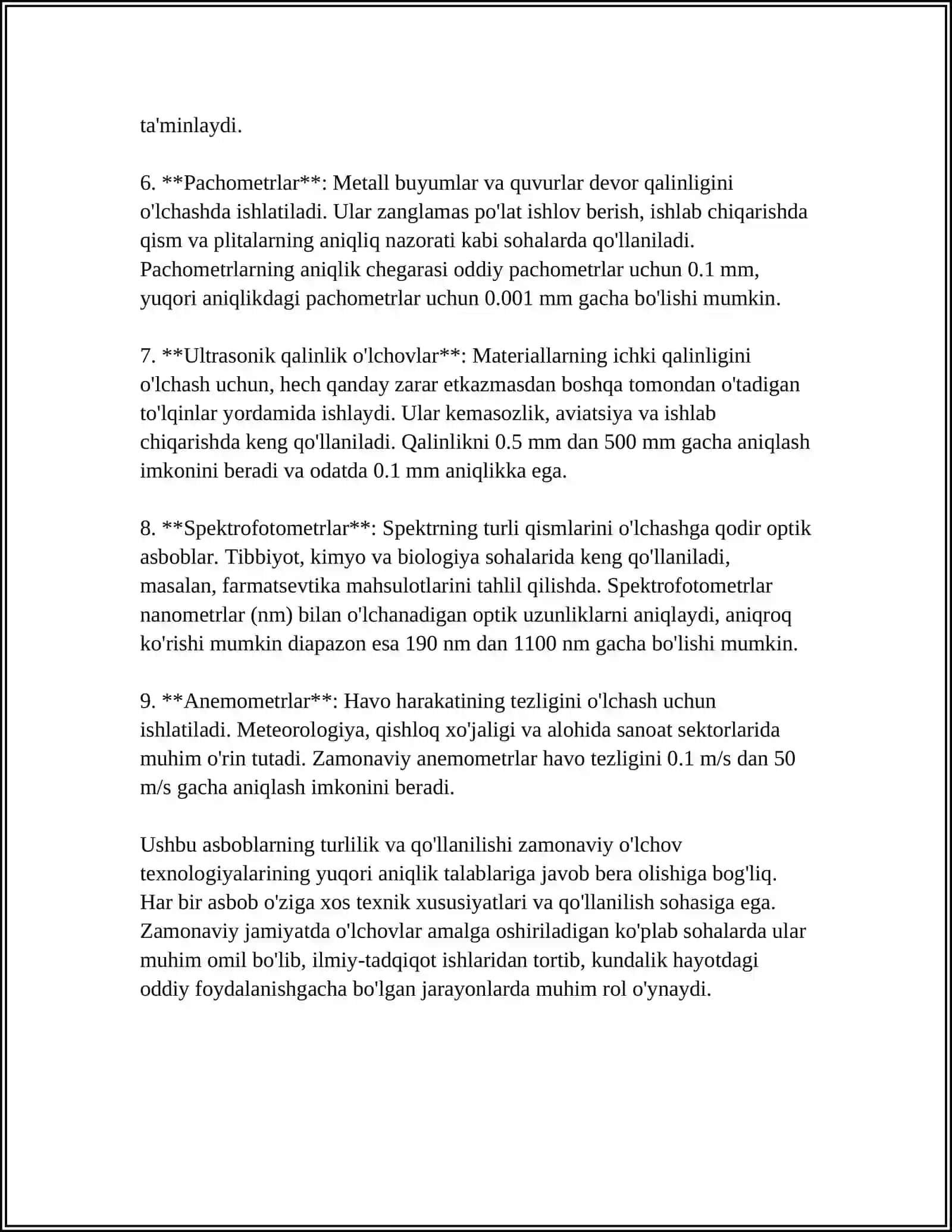 Zamonaviy O'lchov Asboblari va Ularning Tavsifi 4