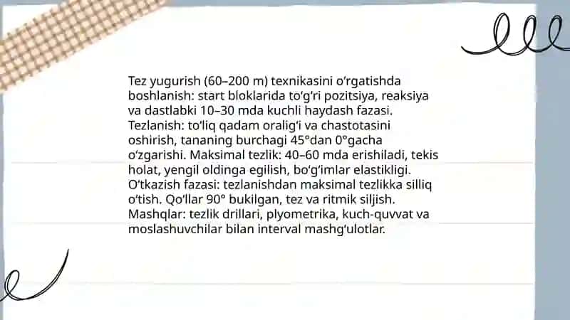Yengil atletika turlari texnikasini oʻrgatish 4