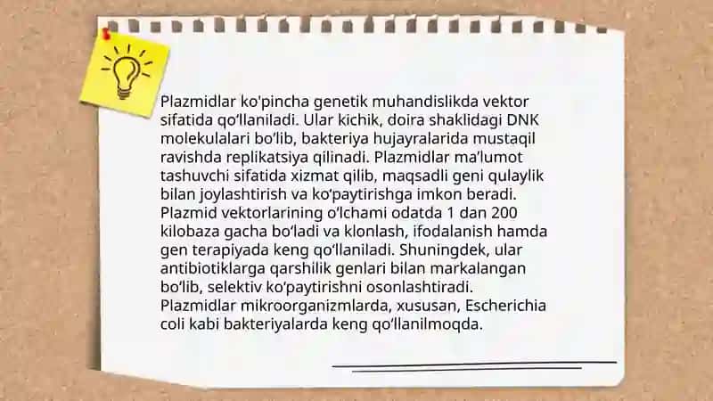 Mikroorganizmlarning gen muhandisligidagi asosiy obyekt sifatidagi afzalliklari 4