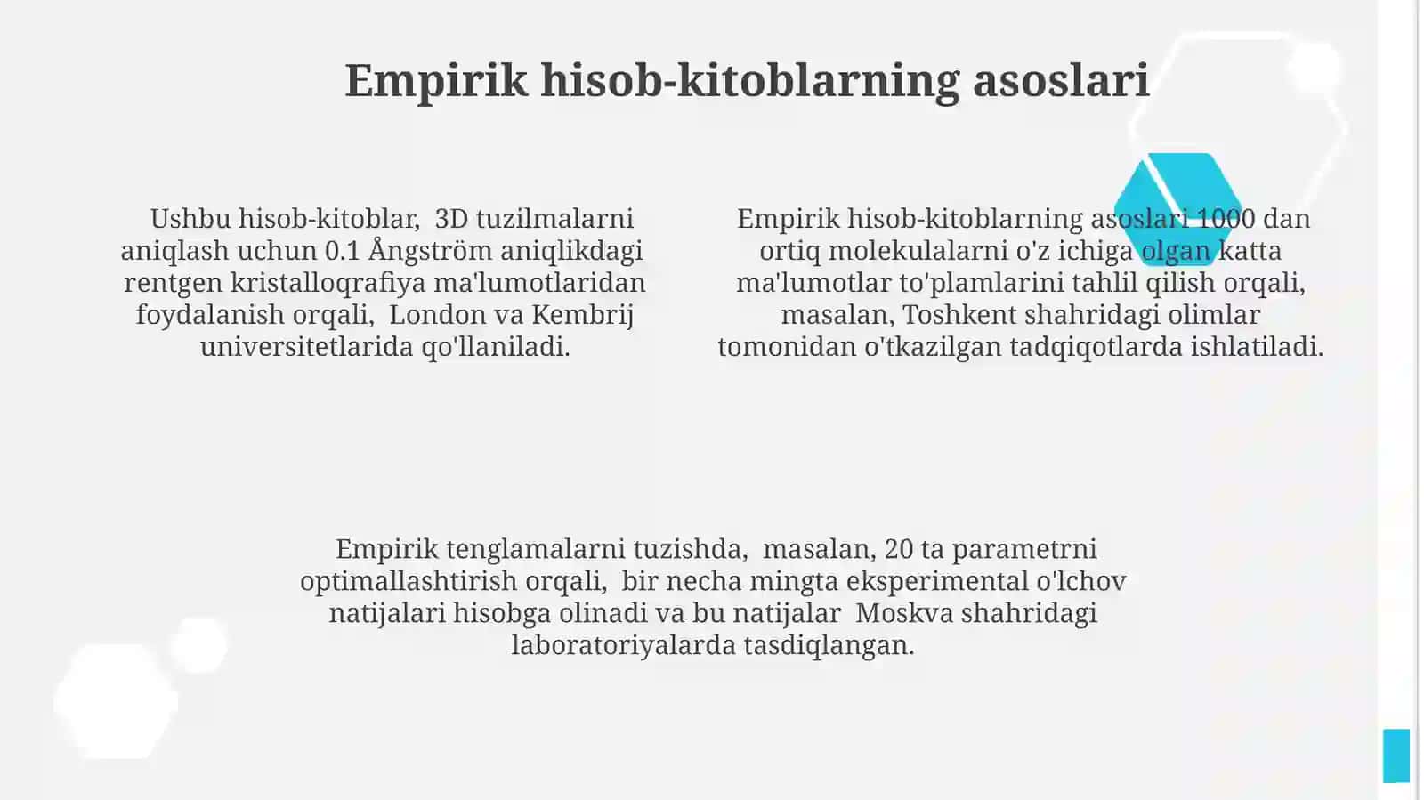 Avogadro dasturida empirik hisob-kitoblar 4