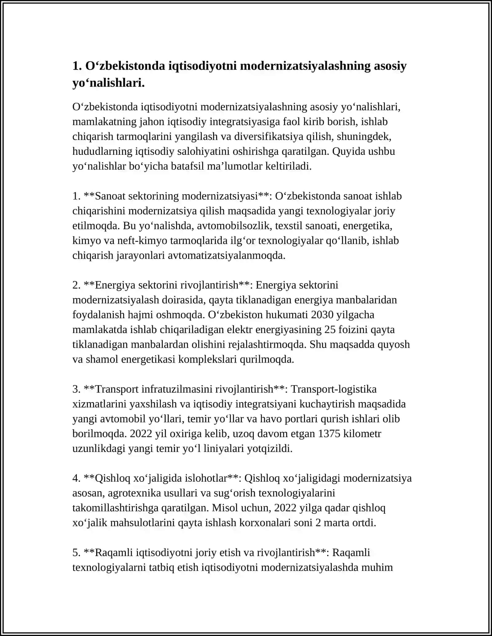 O‘zbekistonda Iqtisodiyotni Modernizatsiyalash 4