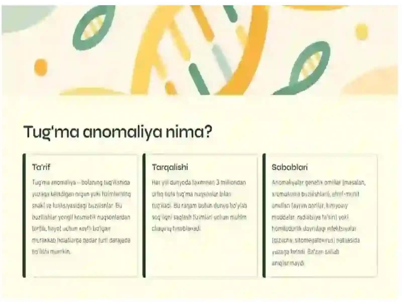 tugʻma anomaliyalar chala tugʻ ilganlardagi buzilishlar 4