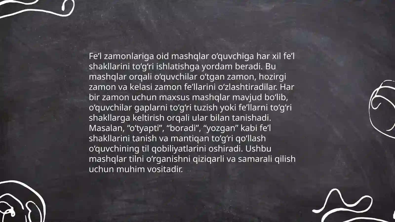 Boshlangʻich sinf darsliklarida feʼlga oid mashqlarni tasnif etish 4