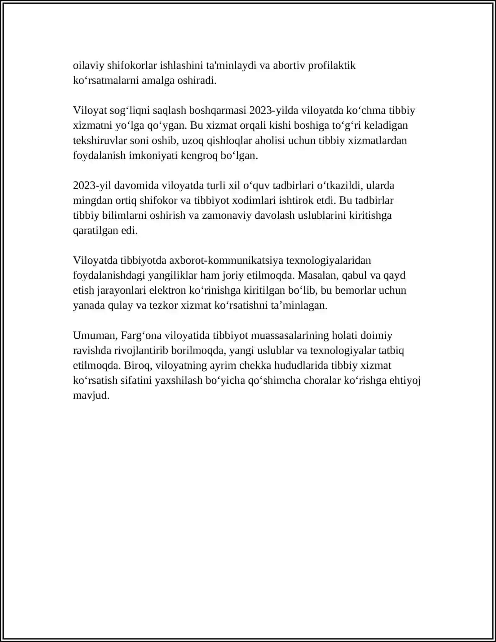 FARG'ONA VILOYATI SOG'LIQNI SAQLASH SOHASI 4