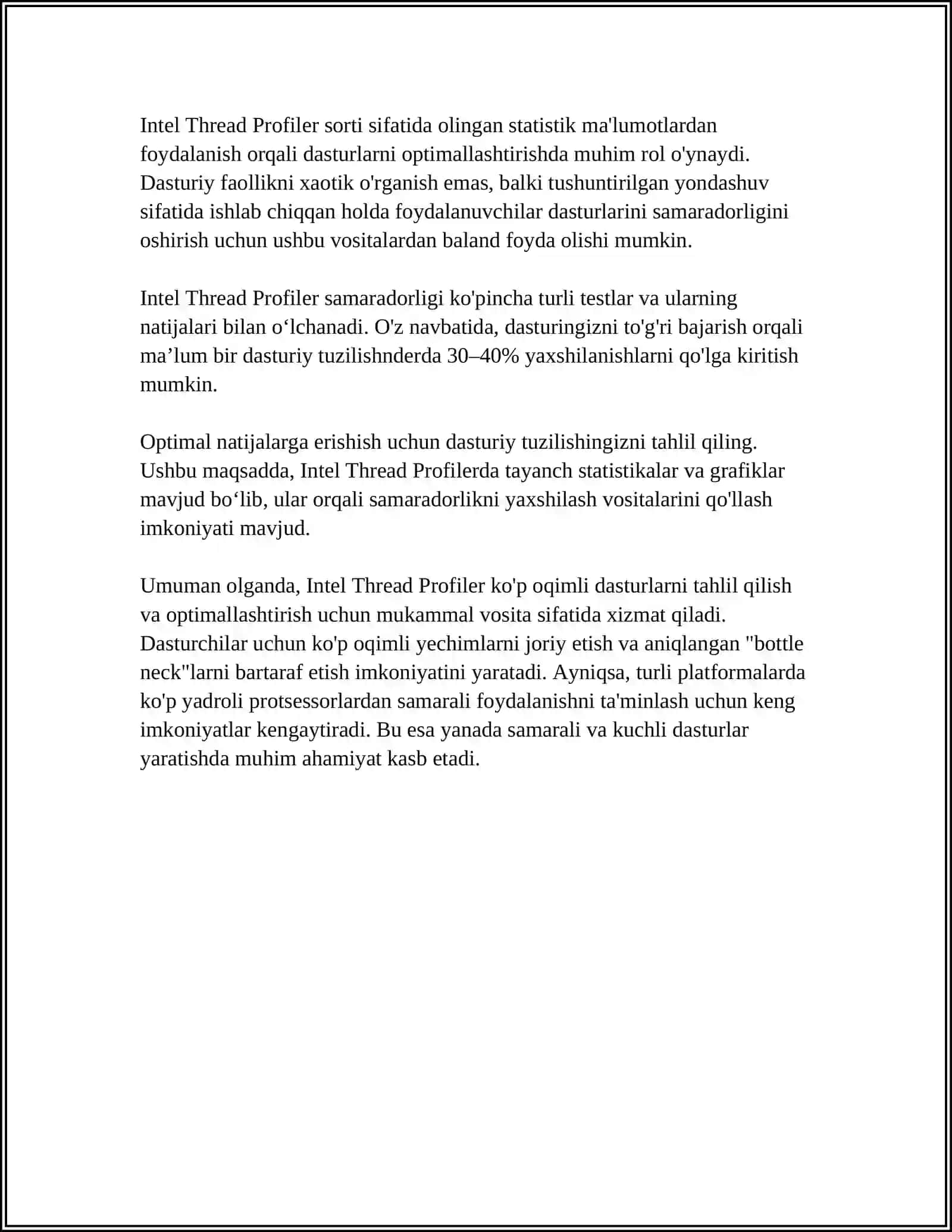 INTEL THREAD PROFILER YORDAMIDA PARALLEL DASTURNI PROFILLASH 4