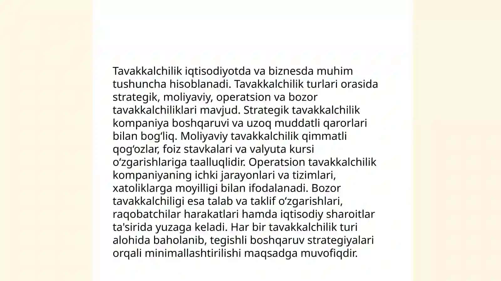 Tavakkallik (risk)larni boshqarish va uni baholash 4