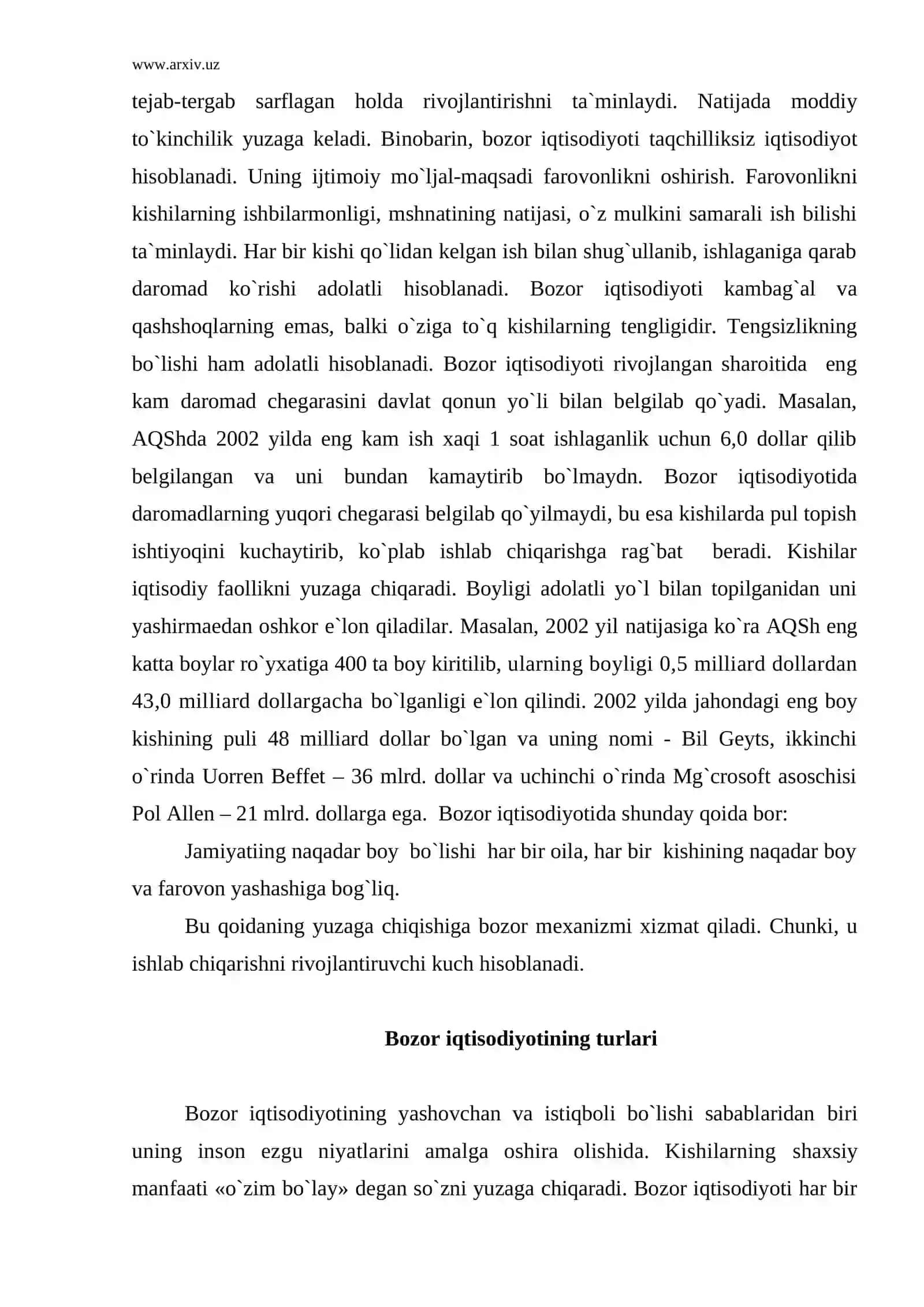 Bozor iqtisodiyotining belgilari 4