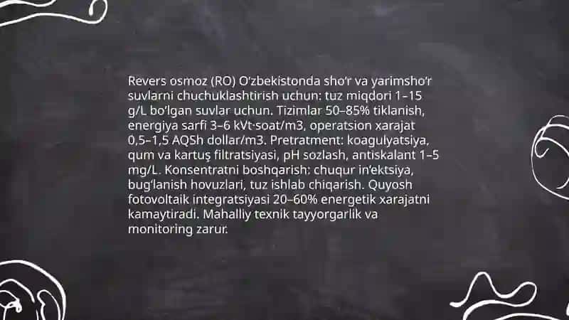 O'zbekiston sharoitida sho'r suvlarni chuchuklashtirish 4