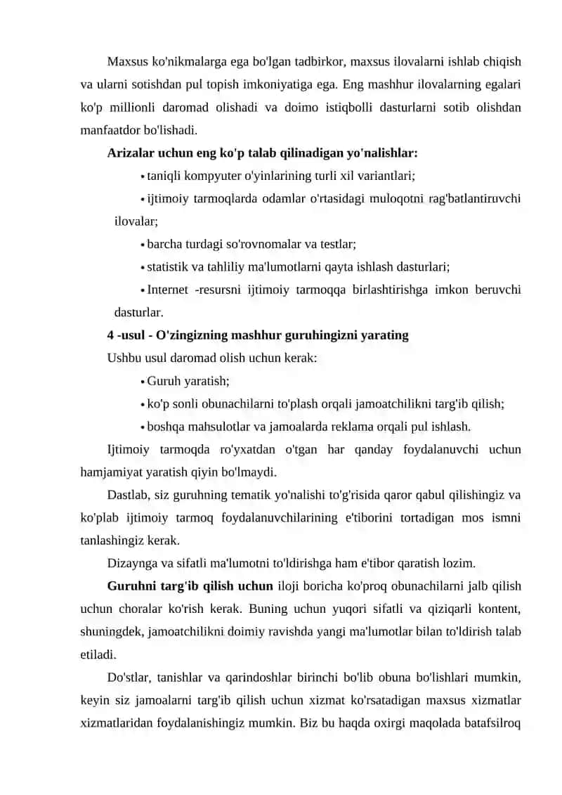 INTERNET TARMOG'IDA BIZNESNING YARATILISHI VA HUSUSIYATLARI 4