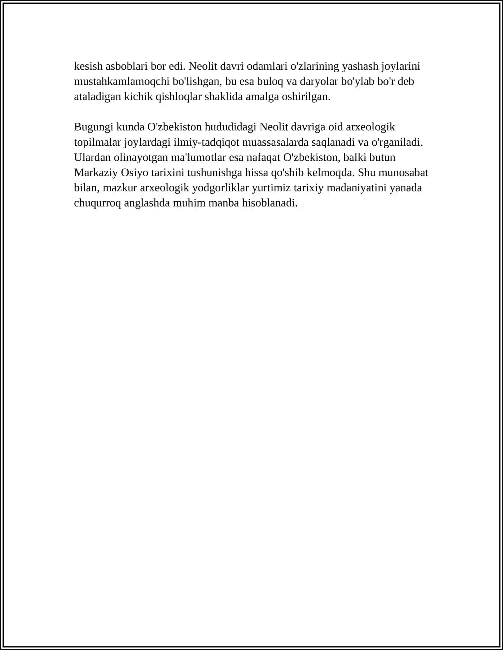 OʻZBEKISTON NEOLIT BIRONZA VA TEMIR DAVRIDA 4