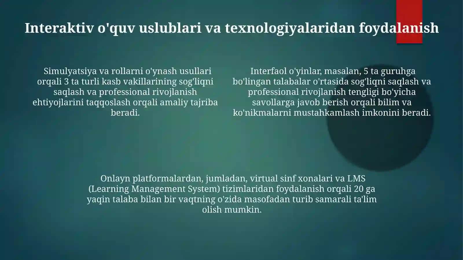 "Kasb-hunar egallashda inson salomatligiga qo’yiladigan talablar” mavzusini o’qitish metodikasi" 4