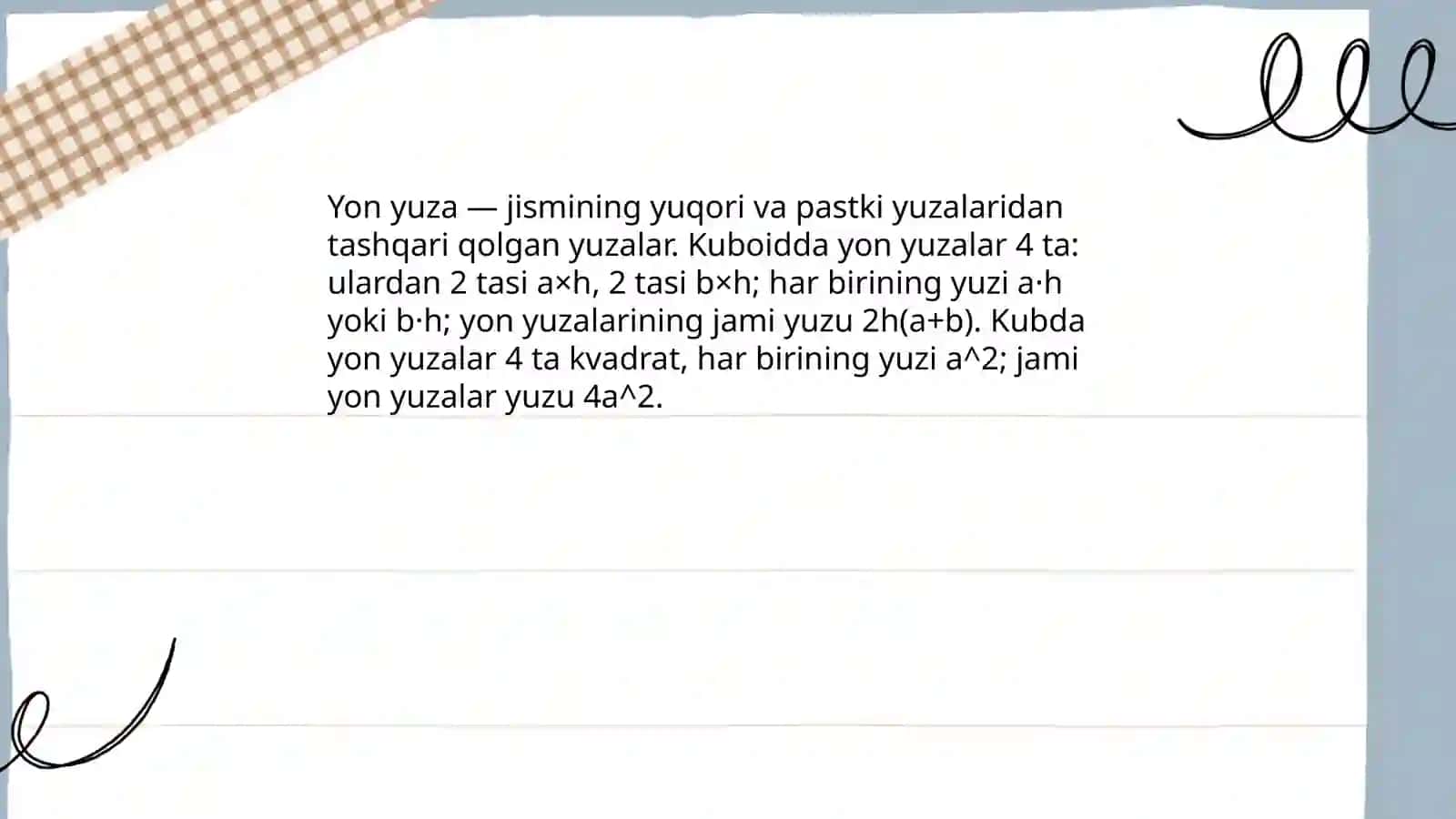 Кубоид және кубтың жағының ауданын табу 4