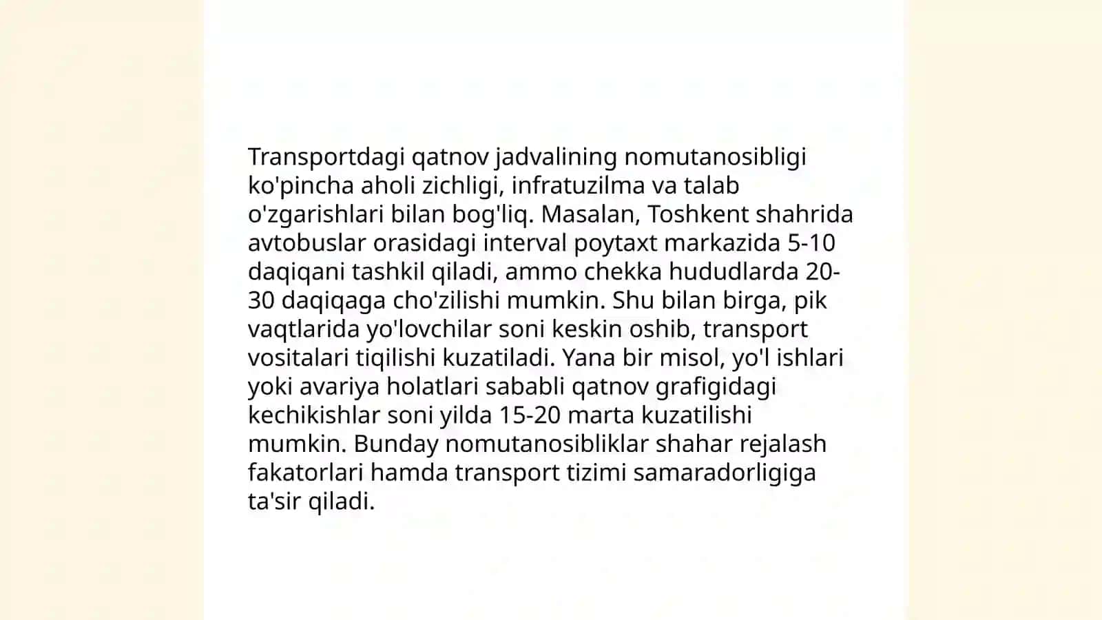 Jamoat transportidagi muammolar va ularni hal qilish usullari 4