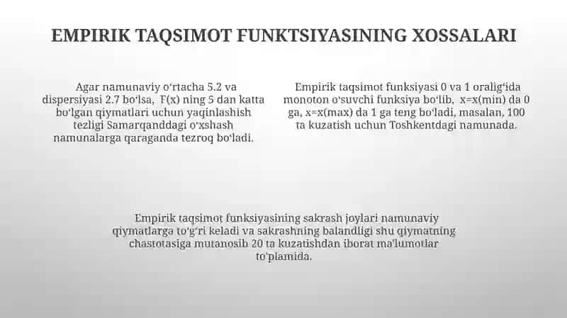 Empirik taqsimot funksiyalari.Tanlanmaning sonli xarakteristikalari 4