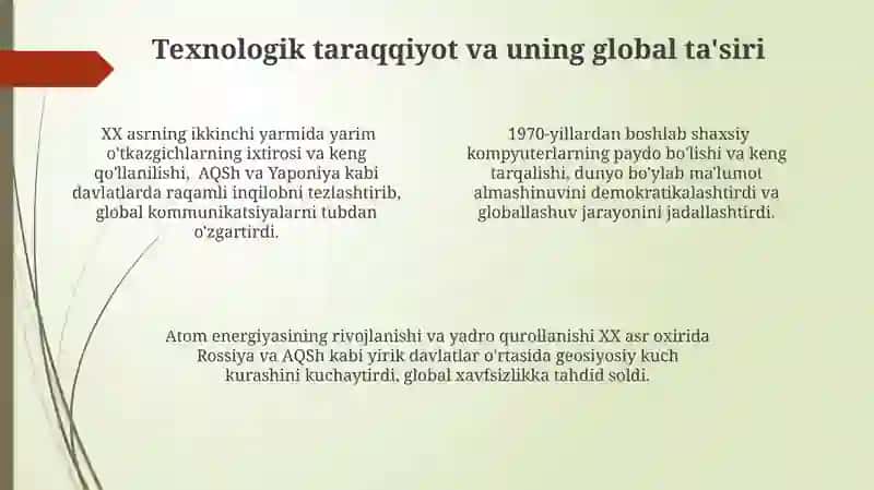 XX asr jahon tizimidagi global tendensiya 4