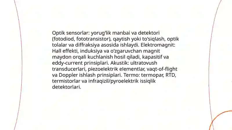 Turli vazifalarni bajaruvchi datchiklar va sezgi sensorlari 4