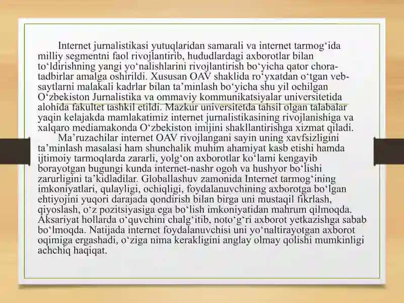 Internet jurnalistikasida kasb etikasi mavzusida. 4