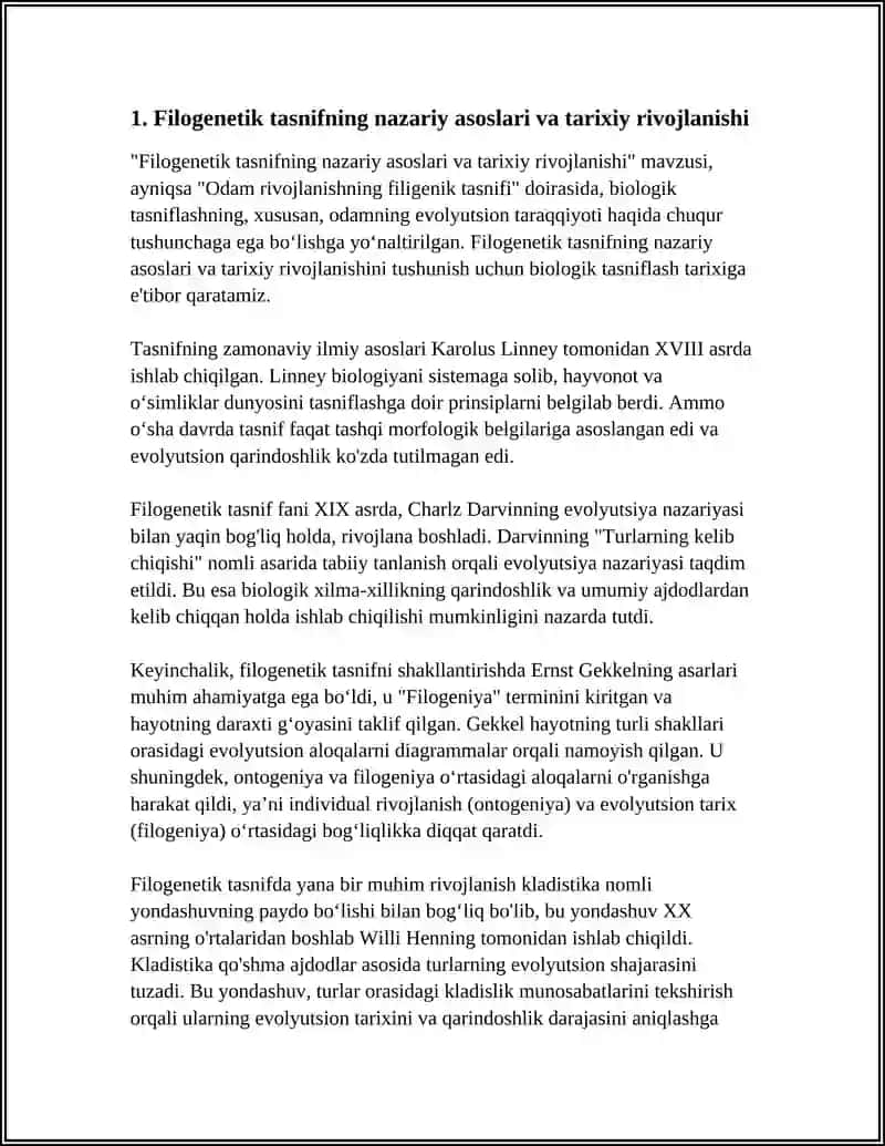 ODAM RIVOJLANISHNING FILIGENIK TASNIFI 4