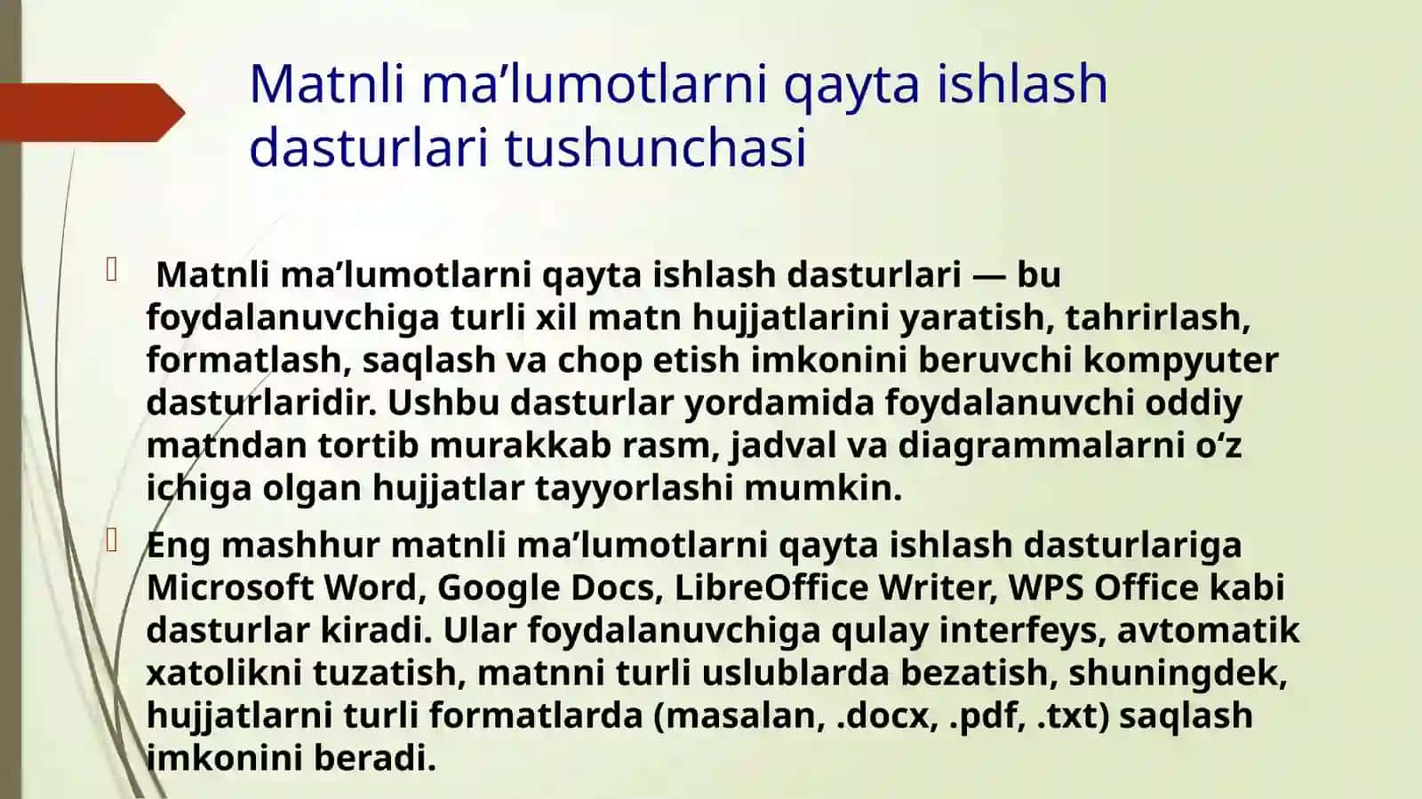 Matnli ma’lumotlarni qayta ishlash dasturlari 4