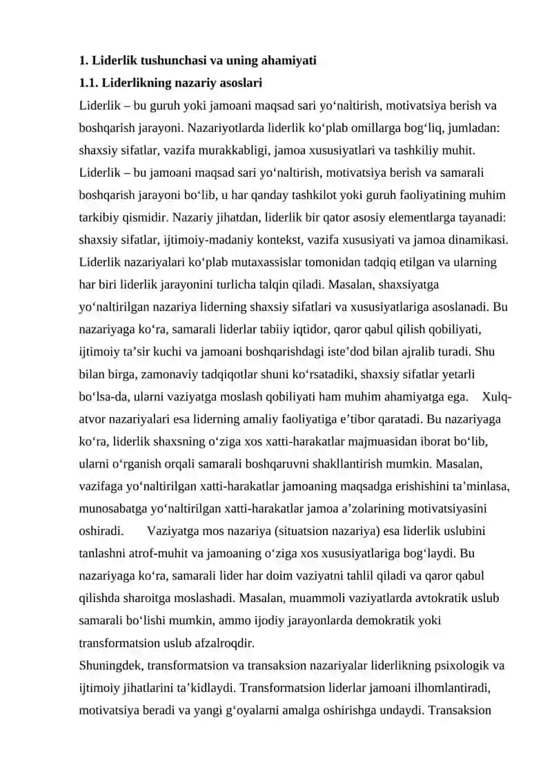 JAMOADA LIDERLIK USLUBLARINI O‘RGANISH VA AMALIYOTGA JORIY ETISH 4