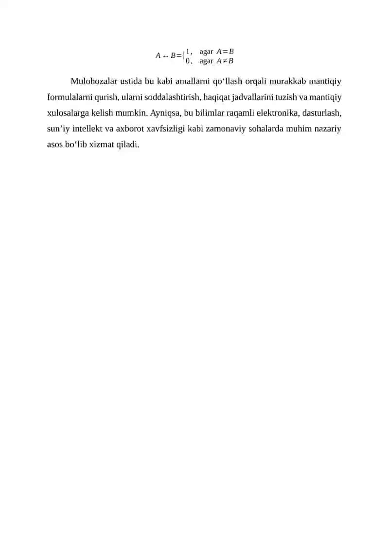 Mulohazalar va ular ustida amallar 4