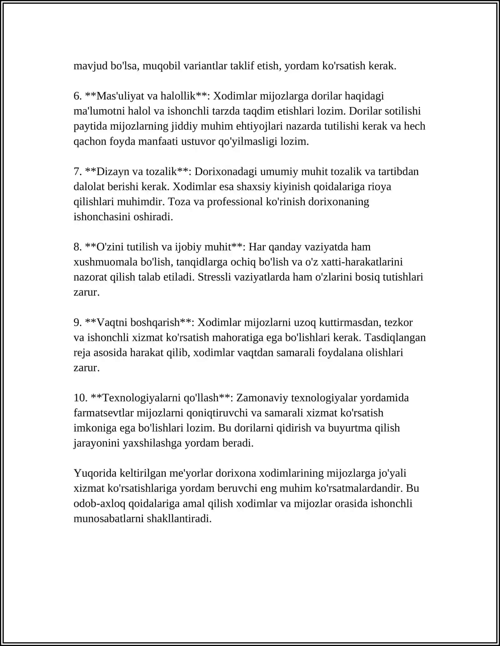 FARMATSEVTIK XODIMLARNI DORIXONA XARIDORLARI BILAN MUNOSABATLARI 4