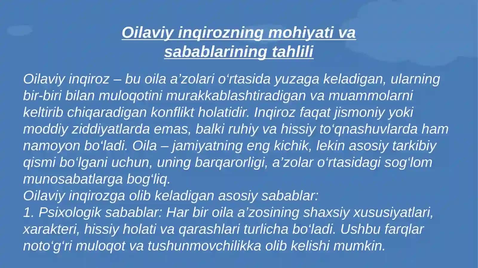 Oilaviy munosabatlar jarayonida yuzaga keladigan inqirozlar 4