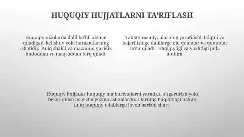 HUQUQIY-ME'YORIY HUJJATLARNING MOHIYATI 4
