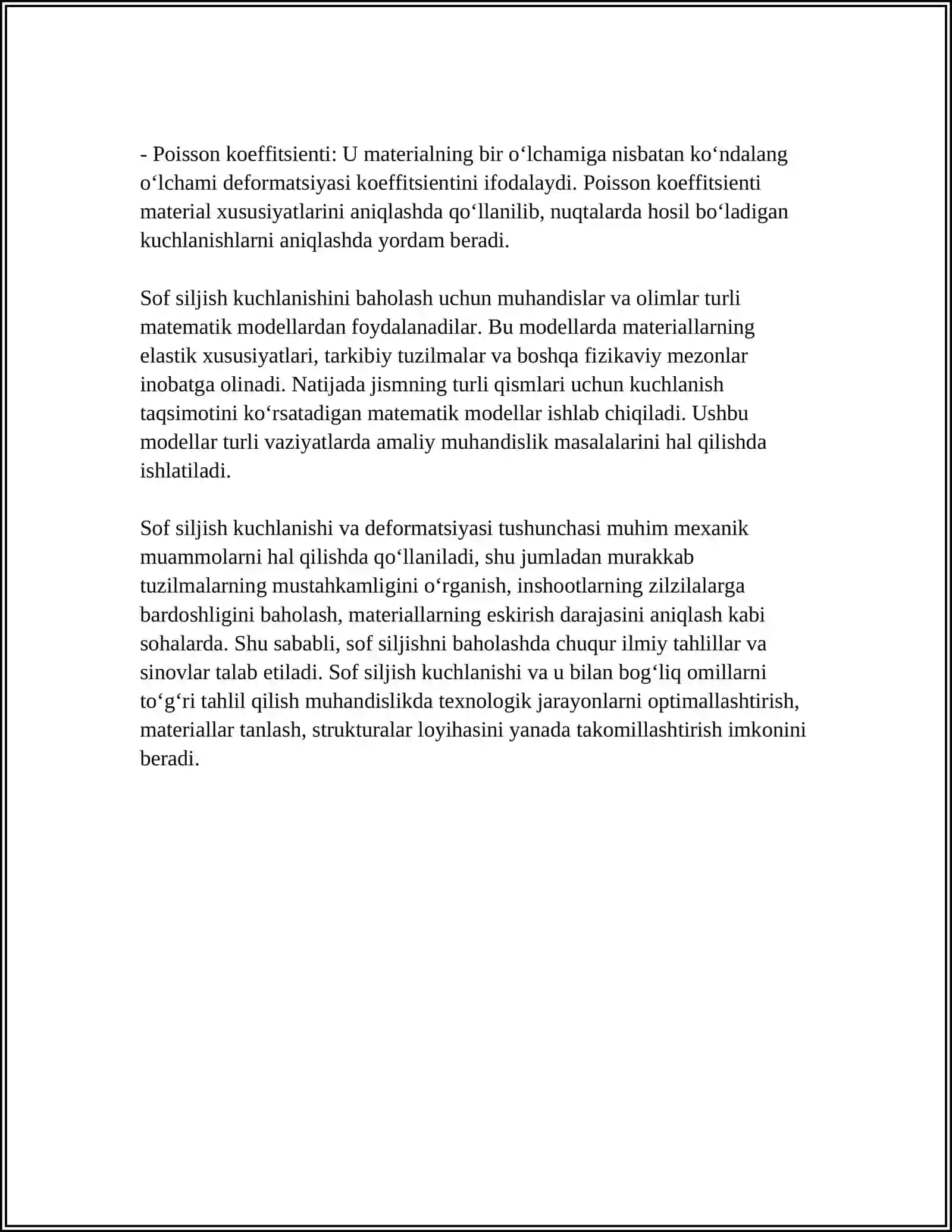 Sof siljishdagi kuchlanganlik holatining ta’rif va asosiy tushunchalari 4