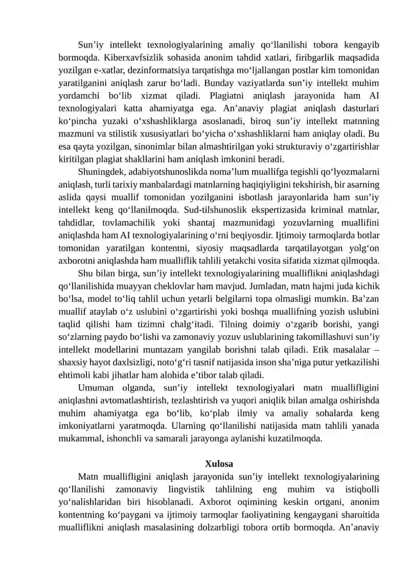 Matn Muallifini Aniqlashda Sun’iy Intellekt Texnologiyalarining O‘rni 4