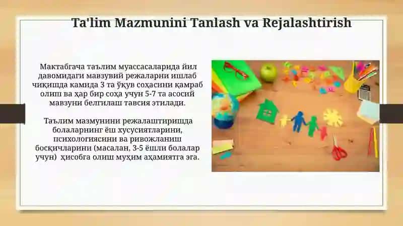 Maktabgacha taʼlim tashkilotida yillik mavzuni rejalashtirish 4