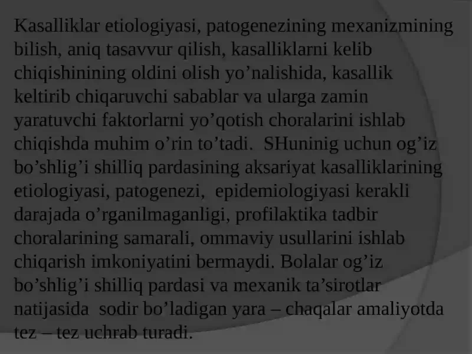 Og’iz bo’shligi shilliq qavati kasalliklari profilaktikasi Tish jag’-sistemasi anomaliyasi va deformatsiyasi.  profilaktikasi 4