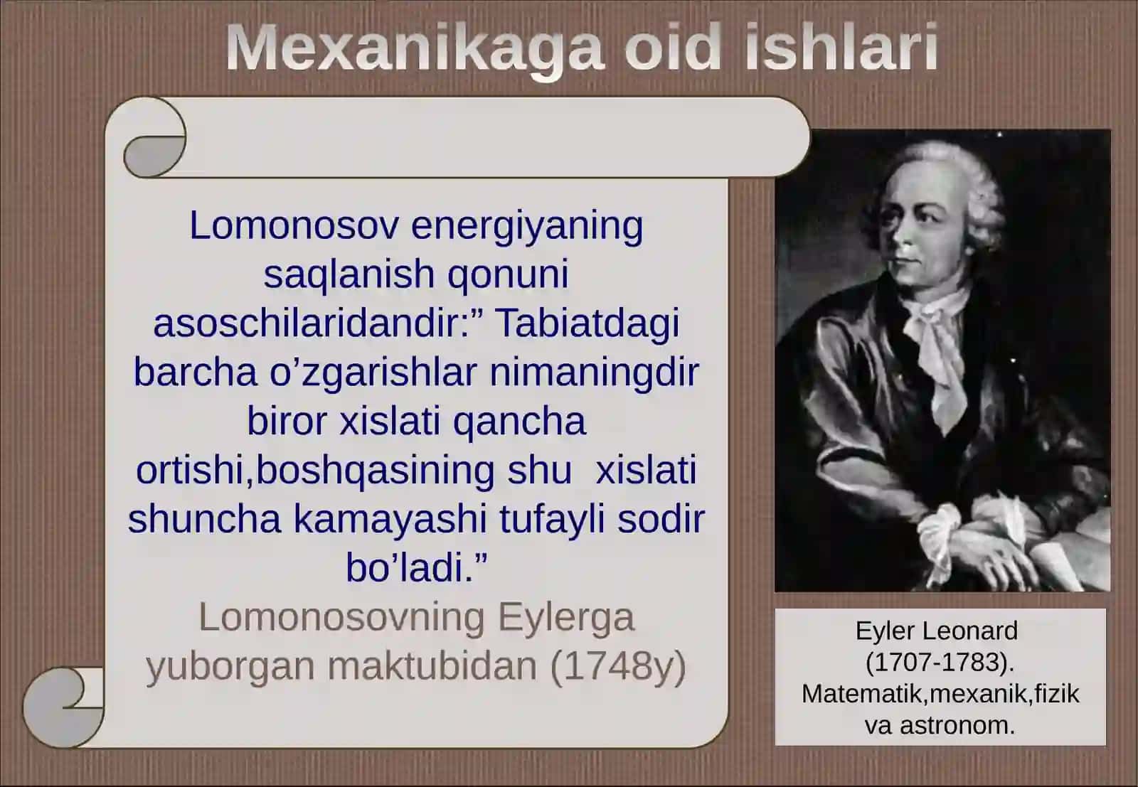 M.V.Lomonosovning hayoti va ilmiy faoliyati . A.L. Lavuazyening antiflogistik nazariyasi .  Atom tuzulishi va D.I.Mendeleyevning davriy sistemasi .Valentlik tushunchasini shakllanishi 4