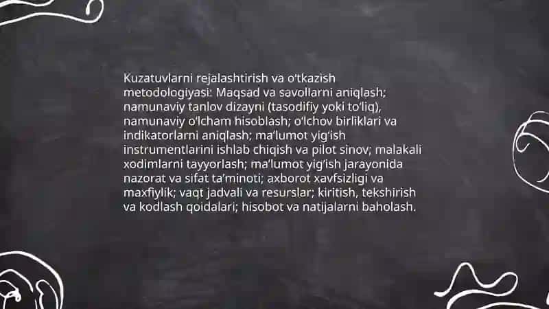 Statistik kuzatishning dasturiy uslubiy va tashkiliy masalalari 4